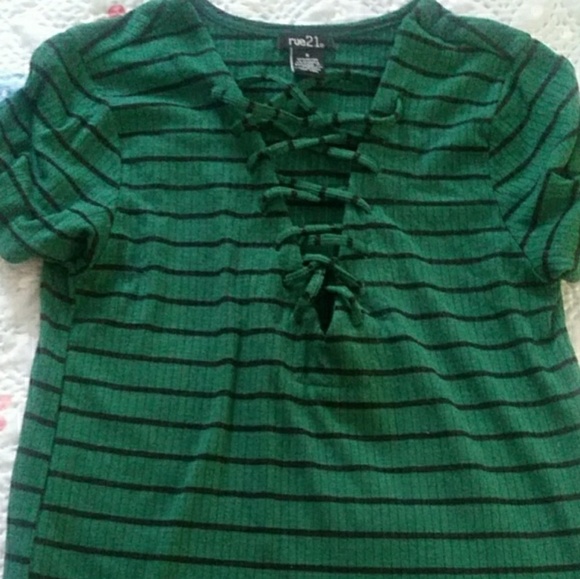 Rue21 Tops - Green Striped T-shirt